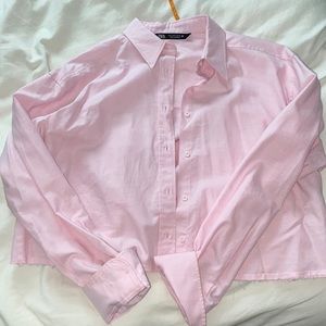 Zara distressed button up shirt
